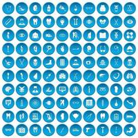 100 icônes de médecine définies en bleu vecteur
