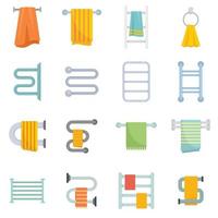 sèche-serviettes icônes définies vecteur plat isolé