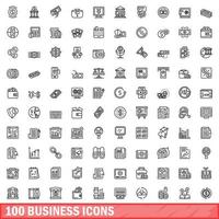 Ensemble de 100 icônes d'affaires, style de contour vecteur