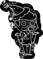 icône de dessin animé en détresse d'un homme totalement stressé portant un bonnet de noel vecteur