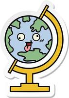 autocollant d'un joli globe de dessin animé du monde vecteur