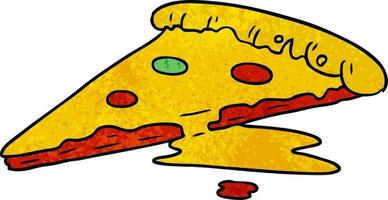 doodle dessin animé texturé d'une tranche de pizza vecteur