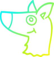 ligne de gradient froid dessin dessin animé visage de chien heureux vecteur