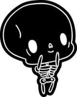 icône de dessin animé kawaii mignon squelette mort vecteur