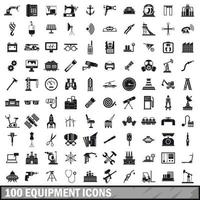 Ensemble de 100 icônes d'équipement, style simple