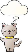 chat de dessin animé et bulle de pensée dans un style dégradé lisse vecteur