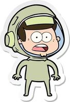 autocollant d'un astronaute surpris de dessin animé vecteur