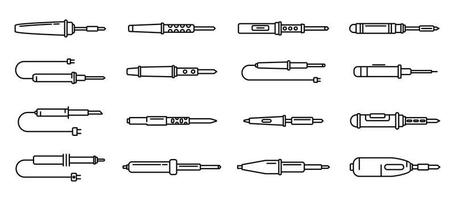 ensemble d'icônes de fer à souder électrique, style de contour vecteur