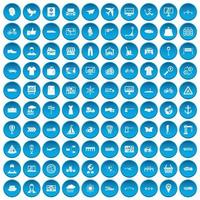 100 icônes de logistique et de livraison définies en bleu vecteur
