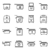 cuire les icônes de la friteuse définir le vecteur de contour. cuisson électrique des aliments