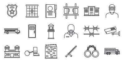 ensemble d'icônes humaines de prison, style de contour vecteur