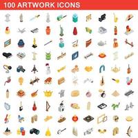 Ensemble de 100 icônes d'illustration, style 3d isométrique