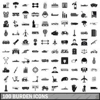 Ensemble de 100 icônes de fardeau, style simple vecteur