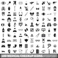 Ensemble de 100 icônes de contrôle médical, style simple