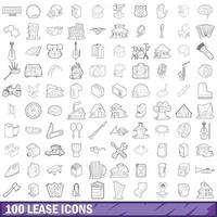 Ensemble de 100 icônes de location, style de contour vecteur