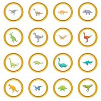 cercle d'icônes de différents dinosaures