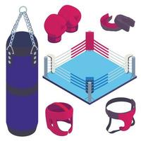 jeu d'icônes de boxe, style isométrique vecteur