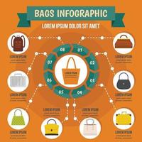concept d'infographie de sacs, style plat vecteur