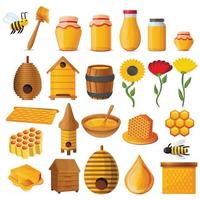 jeu d'icônes de miel, style cartoon vecteur