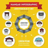 concept d'infographie de hangar, style plat vecteur