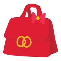 icône de sac à main dame rouge, style cartoon vecteur