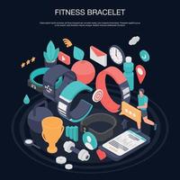 bannière de concept de bracelet de fitness intelligent, style isométrique vecteur