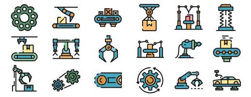 vecteur d'icônes de ligne d'assemblage plat