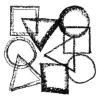 figure de craie vectorielle sur blanc, éléments de conception dessinés à la main à la craie carré, cercle, arrière-plan triangle. vecteur