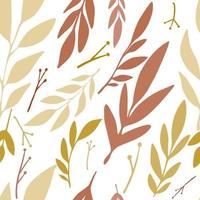 motif sans couture avec des branches d'herbes sauvages et des feuilles de fond Joli motif d'automne jaune, orange, marron avec des feuilles. vecteur