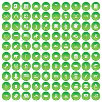 100 icônes d'amérique du nord définissent un cercle vert vecteur
