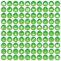 100 icônes de guerre définissent un cercle vert vecteur