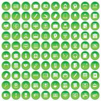 100 icônes de travail définissent un cercle vert vecteur