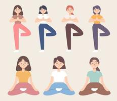 femme faisant du yoga vecteur