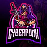 mascotte de fille cyberpunk. création de logo esport. vecteur