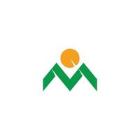 lettre m coloré montagne soleil géométrique simple vecteur logo