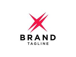 lettre initiale abstraite x logo. style de ligne pixel flèche géométrique rouge. utilisable pour les logos commerciaux et technologiques. élément de modèle de conception de logo vectoriel plat.