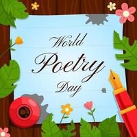 écrire les salutations de la journée mondiale de la poésie vecteur