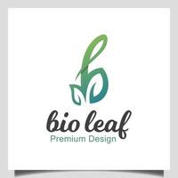 lettre initiale verte b avec vecteur d'icône feuille bio. logo beauté nature. conception de logotype de marque de mot naturel d'entreprise