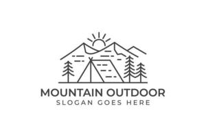 logos de club d'aventure en montagne vintage et station de camping création de logo d'art vectoriel rétro en plein air
