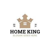 immobilier de luxe ou logo de propriété du symbole du roi de la maison dorée pour la maison de l'homme riche, architecture de bâtiment professionnelle vecteur