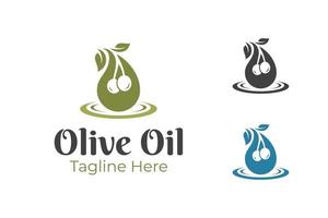création de logo de gouttelettes d'huile d'olive pour produit de beauté, soins de la peau, modèle de logo de soins corporels vecteur