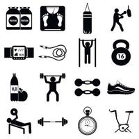ensemble d'icônes de gym, style simple vecteur