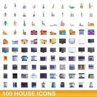 Ensemble de 100 icônes de maison, style dessin animé