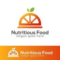 logo de menu d'aliments nutritifs et sains pour l'alimentation, les végétariens, le menu du restaurant, le café et le magasin de fruits vecteur