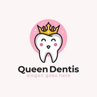 logos modernes de la reine dentaire ou du roi dentiste personnage mignon pour le modèle de logo de clinique vecteur