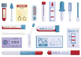 ensemble d'icônes de test covid, style dessin animé vecteur