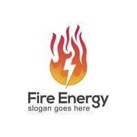 logo d'énergie incendie avec conception d'icône de symbole de coup de foudre. logo abstrait de l'énergie solaire et des technologies renouvelables vecteur