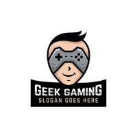 personnage de mascotte de jeu geek avec jeu de bâton pour modèle de logo de joueur e sport