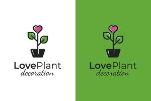 symbole de logo de décoration intérieure de plante d'amour moderne, éléments, conception d'icônes pour votre entreprise vecteur
