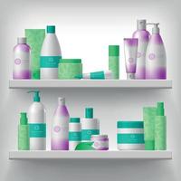 cosmétique féminine sur les étagères vecteur